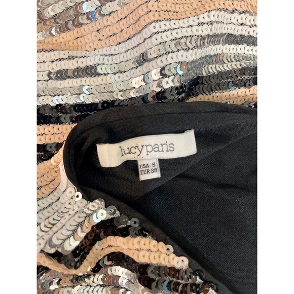 LUCY PARIS Sequin Mini Dress, Sz S, Adjustable Straps - Picture 3 of 6